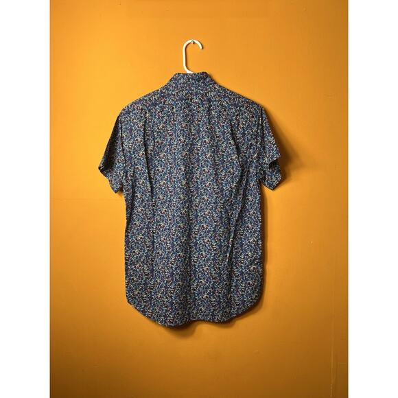 J.CREW Men's Size S Shirt Blue Red Beige Floral Print Butterfly Long Sleeve - Picture 3 of 4